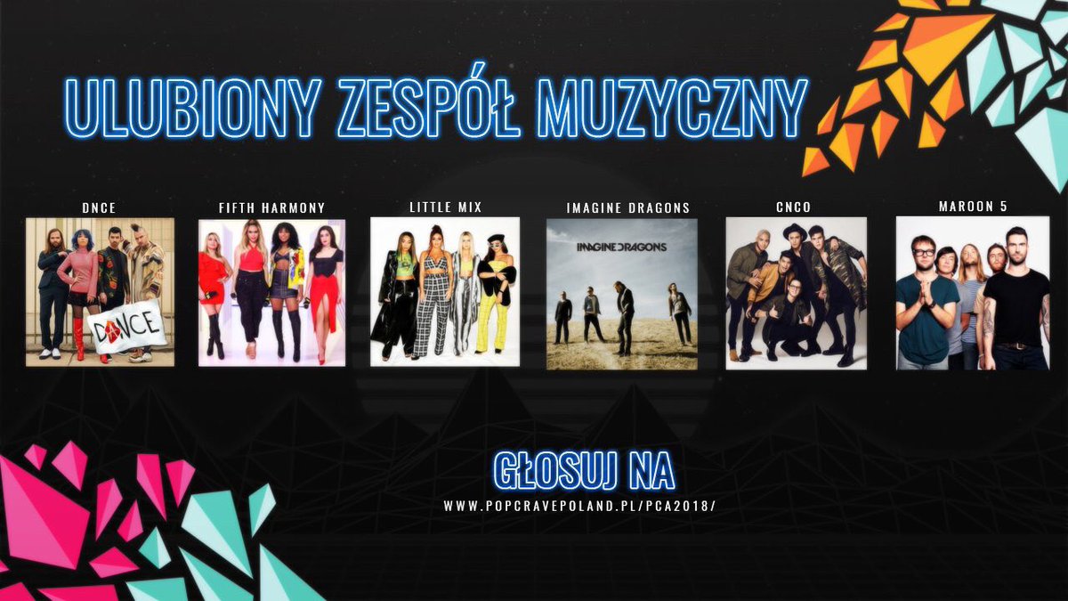 ThePopHubAwards's tweet photo. Nominowani w kategorii "Ulubiony Zespół Muzyczny":

DNCE
Fifth Harmony 
Little Mix
Imagine Dragons 
CNCO
Maroon 5

#PopCraveAWARDS2018 

Głosuj Tutaj: https://t.co/tpJm1vpnqL https://t.co/sPNc5c3WUL