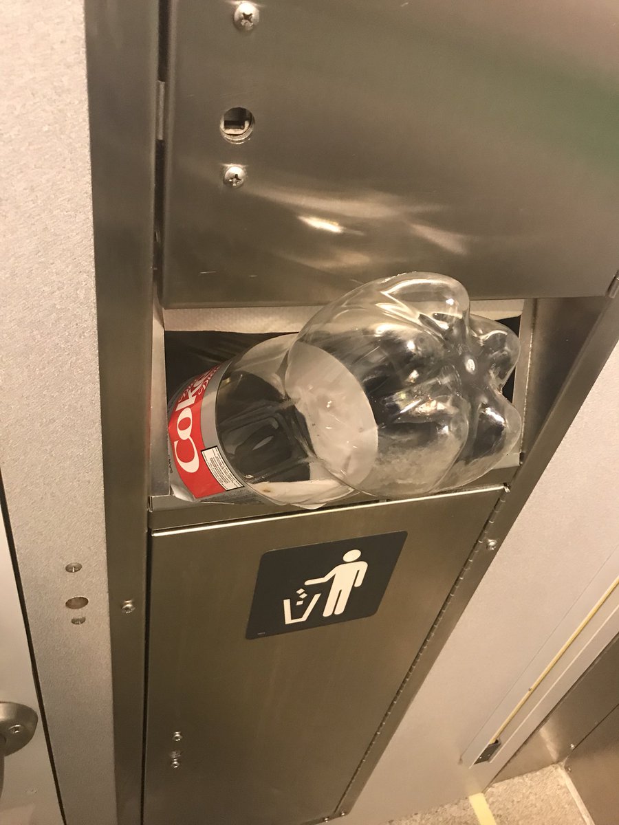 derekprusky's tweet photo. Listen I like @DietCoke as much as the next person but I think a 2 litre in the bathroom on the train is a bit much. https://t.co/VH8BEY09qe