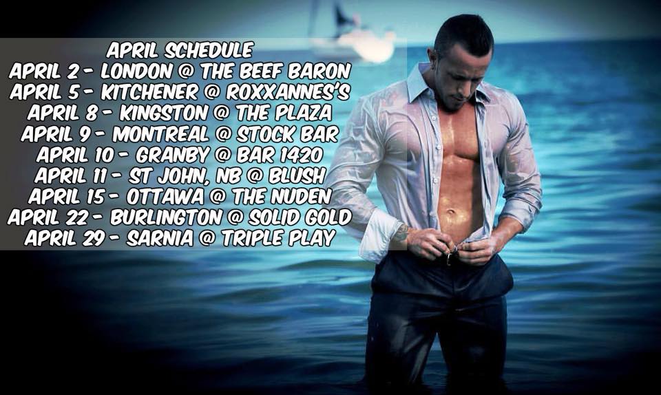 JStripper's tweet photo. APRIL SCHEDULE for #MagicMaleRevue! #MaleStrippers #LadiesNight #GirlsNightOut #Nightlife #MagicMike #YOLO
Tag a friend who lives in one of these cities!
#London #Kitchener #Waterloo #Kingston #Montreal #Granby #SaintJohn #Ottawa #Burlington #Sarnia
#Ontario #Quebec #NewBrunswick https://t.co/kG4J8H1paM