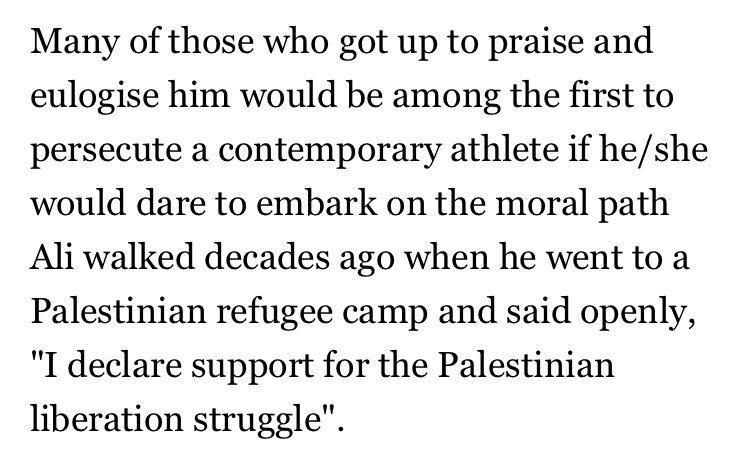 "I declare support for the Palestinian liberation struggle". - Muhammad Ali @ a Palestinian refugee camp in southern Lebanon in the 1970s  #FreePalestine 