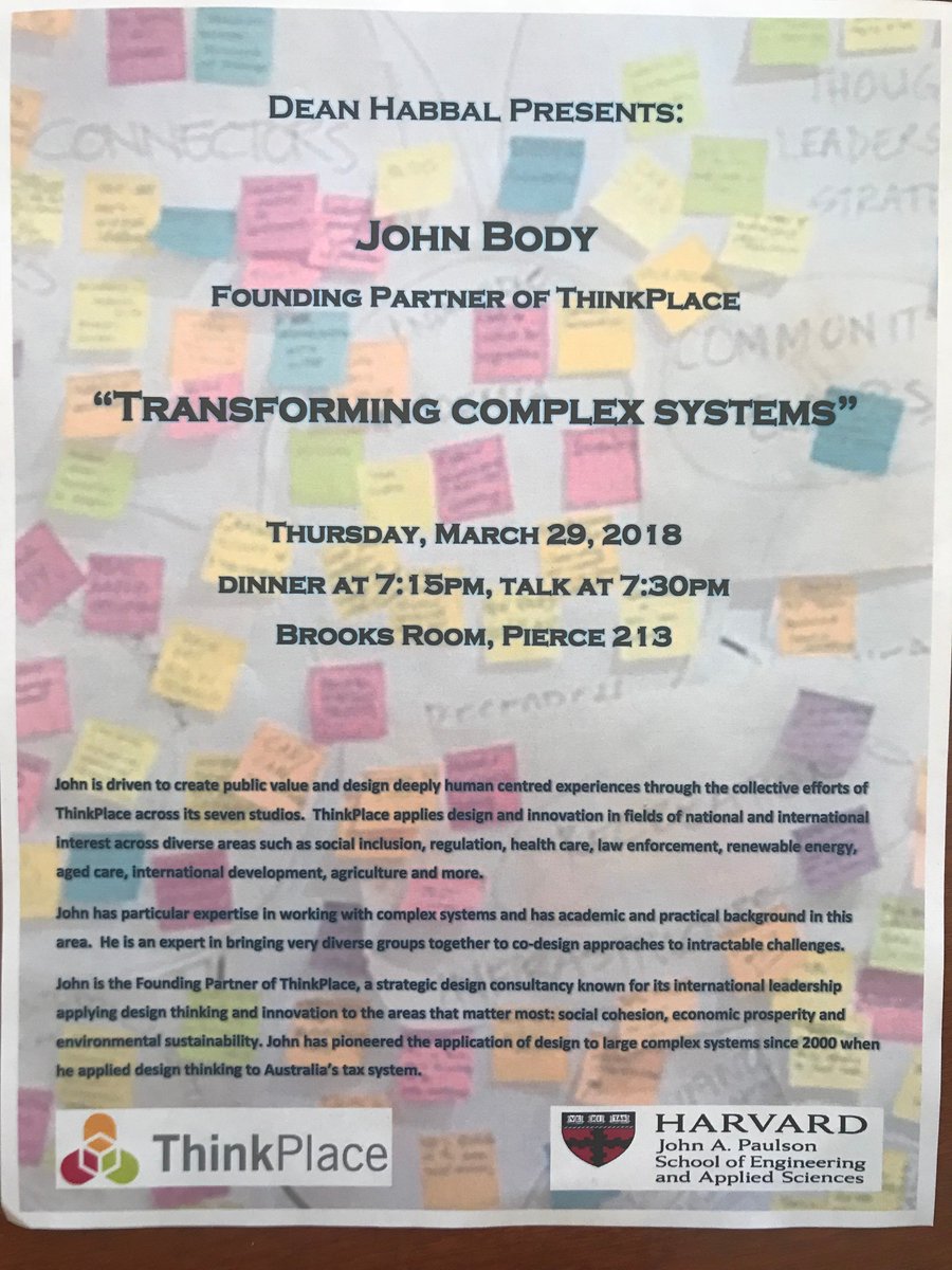 ThinkPlace's tweet photo. #ThinkPlace's John Body gave a talk @Harvard University last week and sat in on classes to see how design thinking is being taught to the designers of the future. He says: "It was so encouraging to see a similarity in approaches to the way we work at ThinkPlace." #designthinking https://t.co/y60ns5FVQt