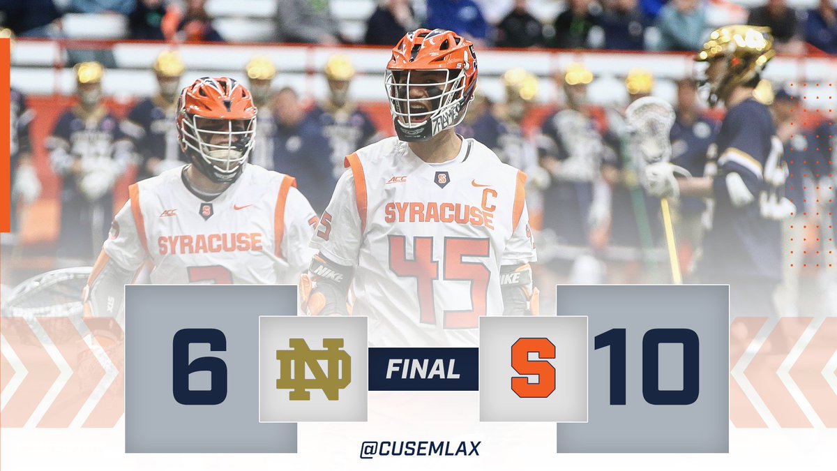CUSE WINS!

Orange get their 2nd straight top-10 win, beating Notre Dame 10-6