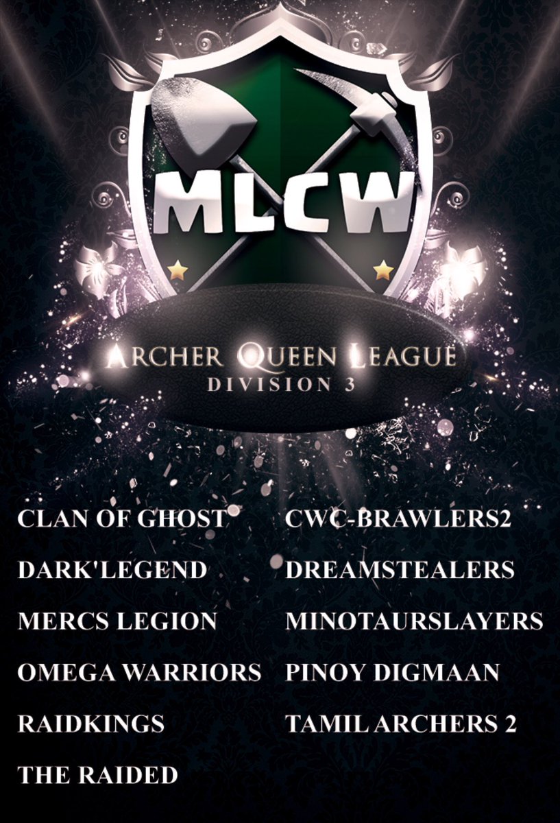 Congrats <a href="/Mercs_Legion/">Mercs Legion</a> on being accepted in the Archer Queen League of the <a href="/MinerLeagueCW/">MLCW</a> . Going to be a great group of clans to war against. Let’s show them how we ⚔ Clash Without Fear 💪🏽