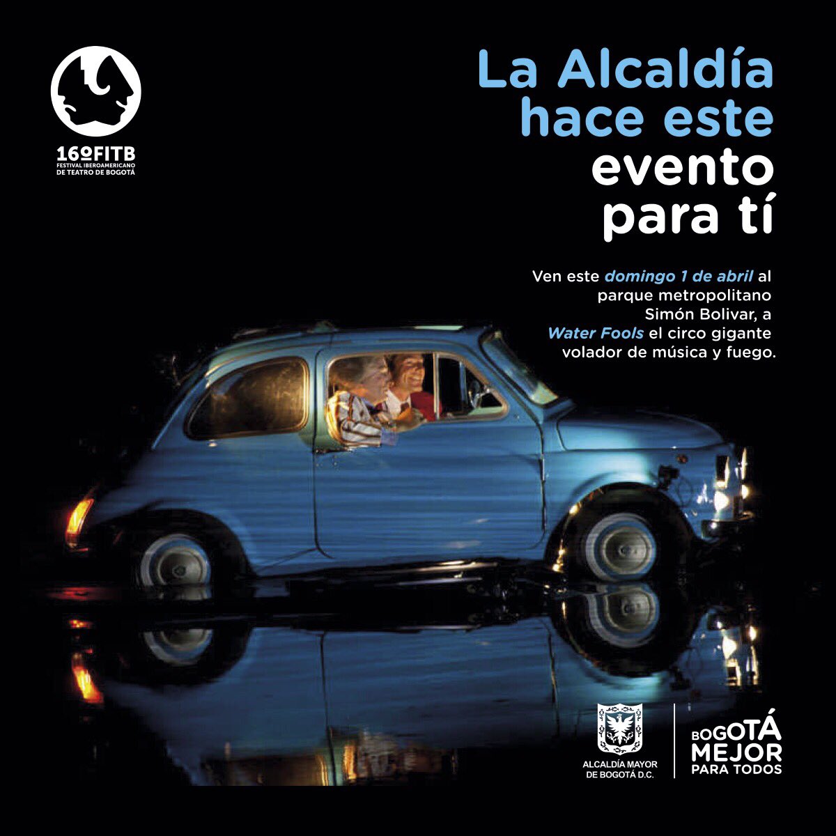 idartes's tweet photo. ¿#SabíasQue la obra Water Fools es un circo gigante sobre el agua con música y fuegos artificiales?
En el #16FITB la @Bogota trae este gran espectáculo acuático mañana a las 7:00 p.m. sobre el lago del Parque Metropolitano Simón Bolivar.
🎟Invita a todos, la entrada es gratuita. https://t.co/sMJAVwFLcr