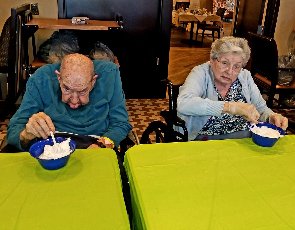 ClearvistaLake's tweet photo. It takes a village to make slime. Students are the teachers today. We now know how to make slime. @TrilogyLiving #EasterSlime https://t.co/TrNkDDRCjT