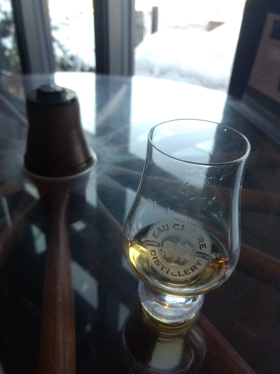 Finally made it down to <a href="/EauClaireCraft/">EauClaireDistillery</a> today for tour, tasting, and a pour of their single malt. All of the sprits are very well done and I am very excited for more whisky!