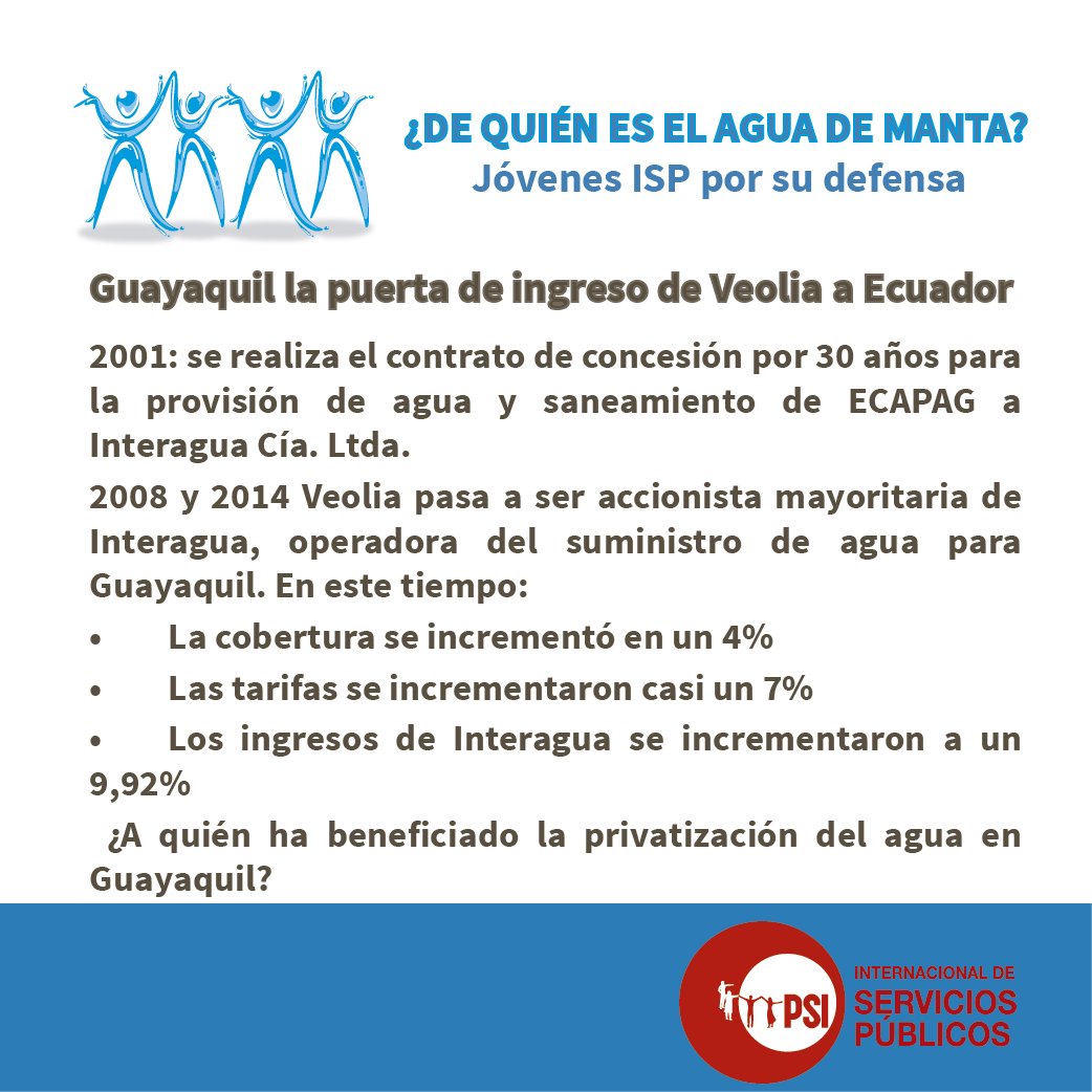 #Guayaquil la puerta de ingreso de Veolia a #Ecuador Conozca parte del contenido de la investigación #DeQuienEsElAguaDeManta #Jóvenes de la ISP por su defensa #ElAguaNoEsMercancia