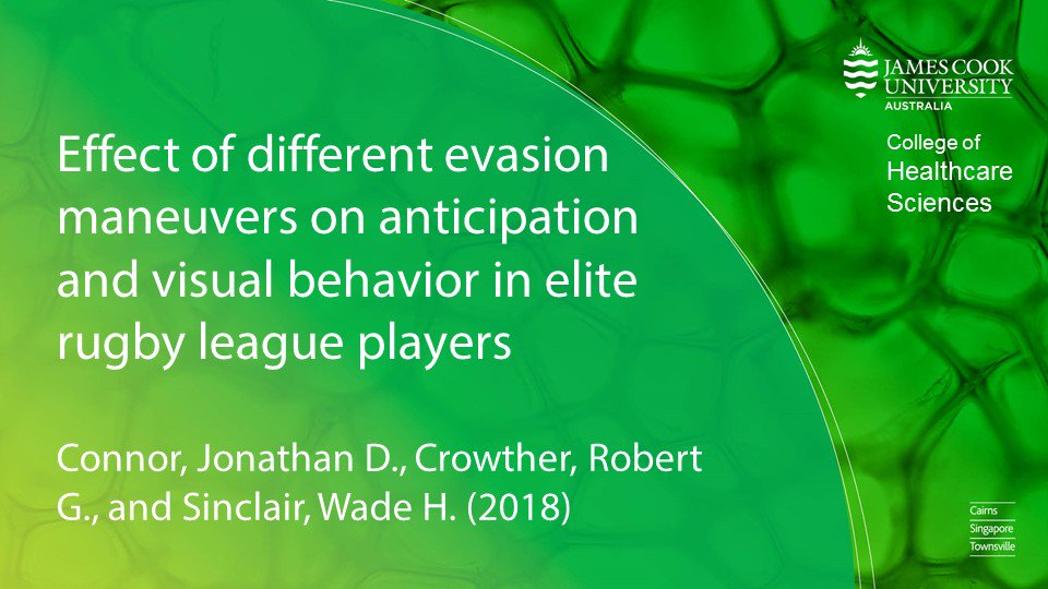 JCUCHS's tweet photo. Recent @JCUCHS publication: Effect of different evasion maneuvers on anticipation and visual behavior in elite rugby league players. https://t.co/dPQqPWpdBp #JCU #research #SportExerciseScience https://t.co/d0DdjQsNy4