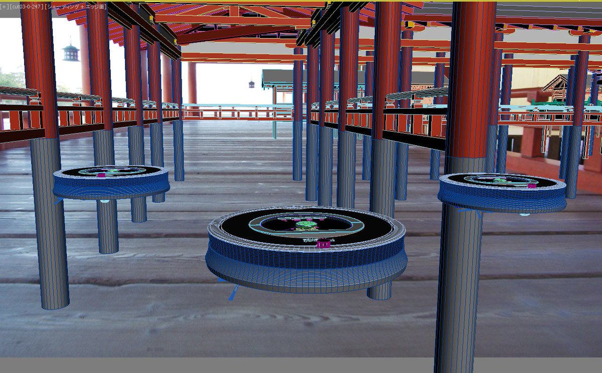 zozi009's tweet image. 午後のネタバレタイム。神社の3Dモデルはあるので、完全とはいかないけど、だいたい実写と合わせて計算してる。計算時間けちるために単純なスカイライト一つしか使ってないけど、それでも悪くない感じになるし、ルンバのパネル面に赤い柱がそれっぽく映ってくれる。#zozi撮影 #エイプリルフール