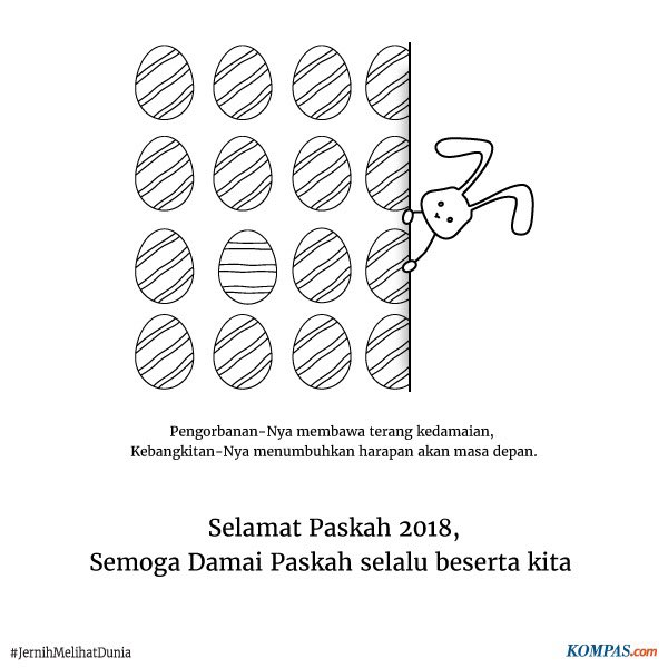Pengorbanan-Nya membawa terang kedamaian. Kebangkitan-Nya menumbuhkan harapan akan masa depan.

Selamat Paskah
Semoga damai Paskah selalu menyertai kita