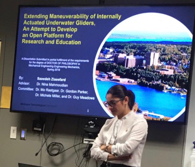 NASLabMTU's tweet photo. Congratulations to @DonnaFard for successfully defending her dissertation on increasing maneuverability and modularity of bouyancy driven #AUVs and promoting marine #robotics and #engineering #design process to young learners! https://t.co/2Mb7sHFOjZ