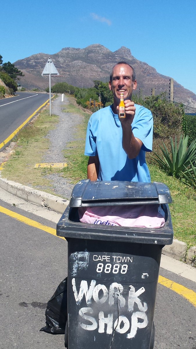paulingpen's tweet photo. While you were drinking beer after @2OceansMarathon Wayne Stander was doing his regular @ChapmansPeakSA clean up. He takes it all to recycling but said he may hang on to this castle bottle opener he found near the fort. That made him laugh. What a gem, the event should adopt him. https://t.co/P4CNe1utLA
