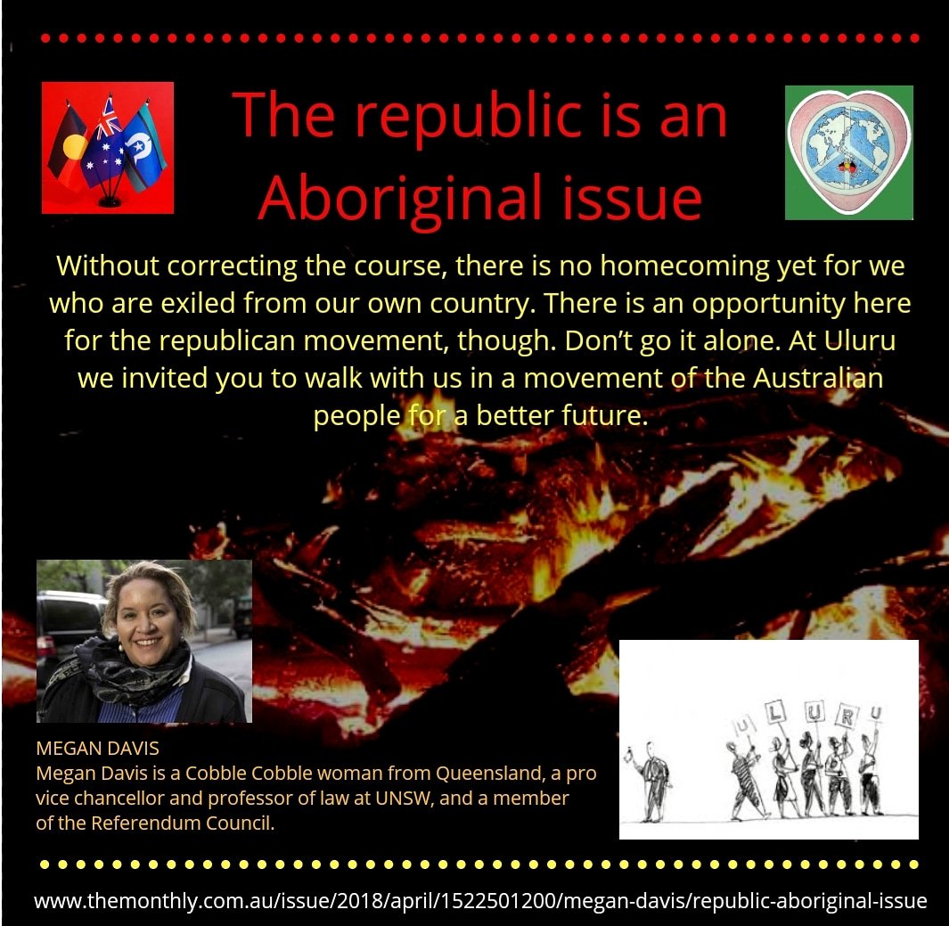 The #Republic is an #Aboriginal issue BY #MeganDavis #Koori
#Recognition #Constitutional #Reform #Australia #RepublicIssue, 
#LetsFixIt #TorresStraitIslander #Uluru #Republicans #Referendum. 
#FirstPeoples #Australian #Republicanism  #AboriginalSovereignty @NimbinAquarius ❤💛🖤