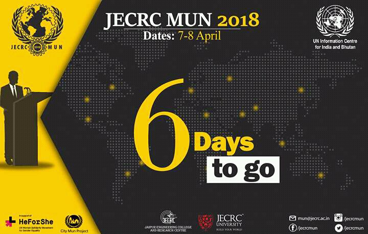 JECRC_MUN's tweet image. &quot;If your actions create a legacy that inspires others to dream more, learn more, do more and become more, then you are an excellent leader.&quot;
Get your research started!
Not much, just 6 days to go.

jecrcmun.co.in

#JecrcMun  #UniteToDebate #HeForShe #CityMun #UNIC