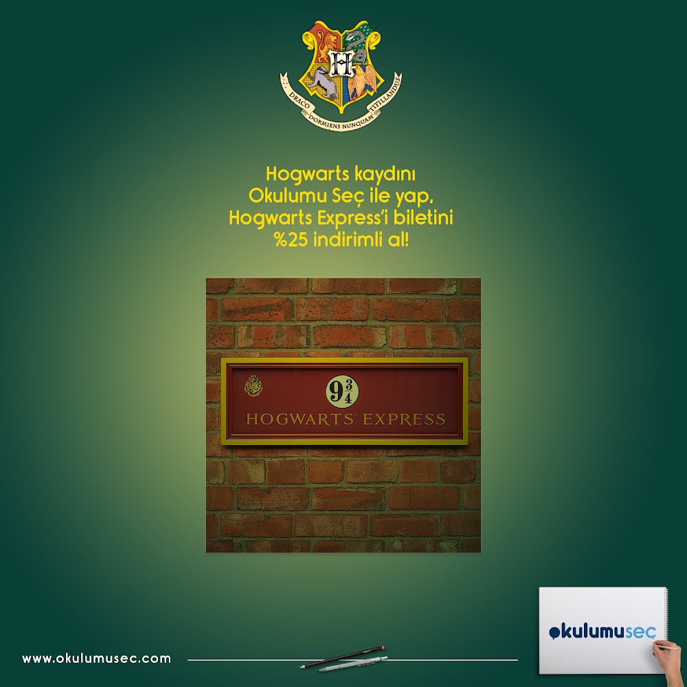 Hogwarts Cadılık ve Büyücülük Okulu kaydını Okulumu Seç ile yapan hem kazanıyor hem de hayallerine ulaşıyor. ✨

Hemen kayıt olmak için tıkla: okulumusec.com/diger/diger/ho… #HarryPotter #Hogwarts
