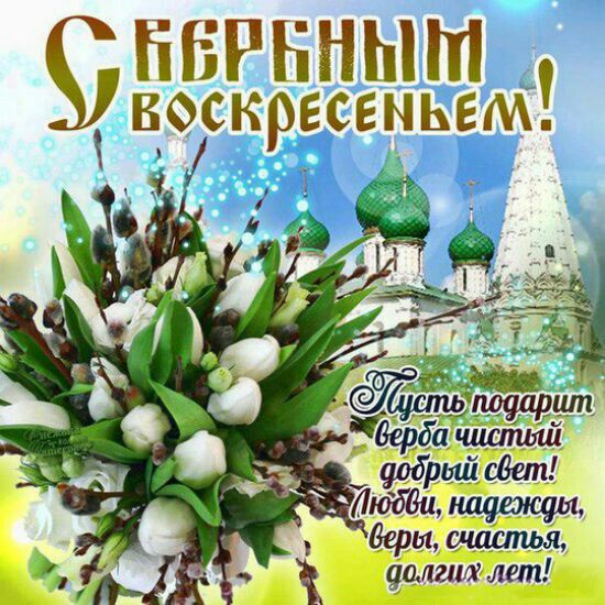 Открытка поздравления с вербным воскресеньем, днем рождения