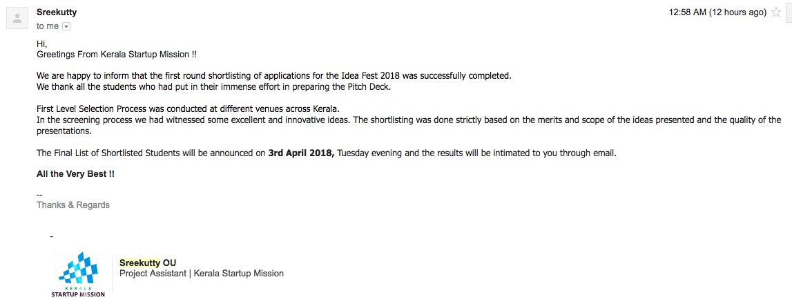rethinkcollect's tweet image. #ideagrant first level screening results to be published on April 3, Tuesday. Wishes to all applicants.
@startup_mission