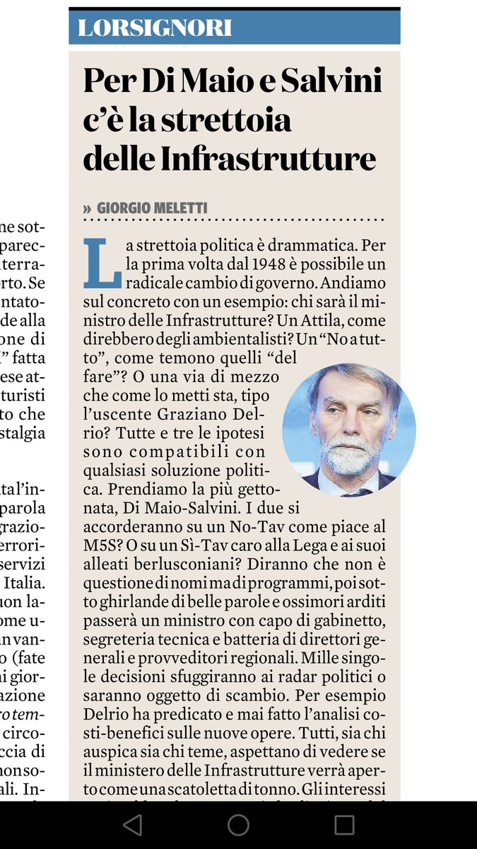 giorgiomeletti's tweet photo. Le inchieste fotografano una nuova Tangentopoli, più sofisticata e organizzata di quella di 25 anni fa. Per questo Di Maio e Salvini, a margine delle chiacchiere sui programmi, devono accordarsi su chi va a Porta Pia. Oggi sul @fattoquotidiano https://t.co/54LRhI06nh