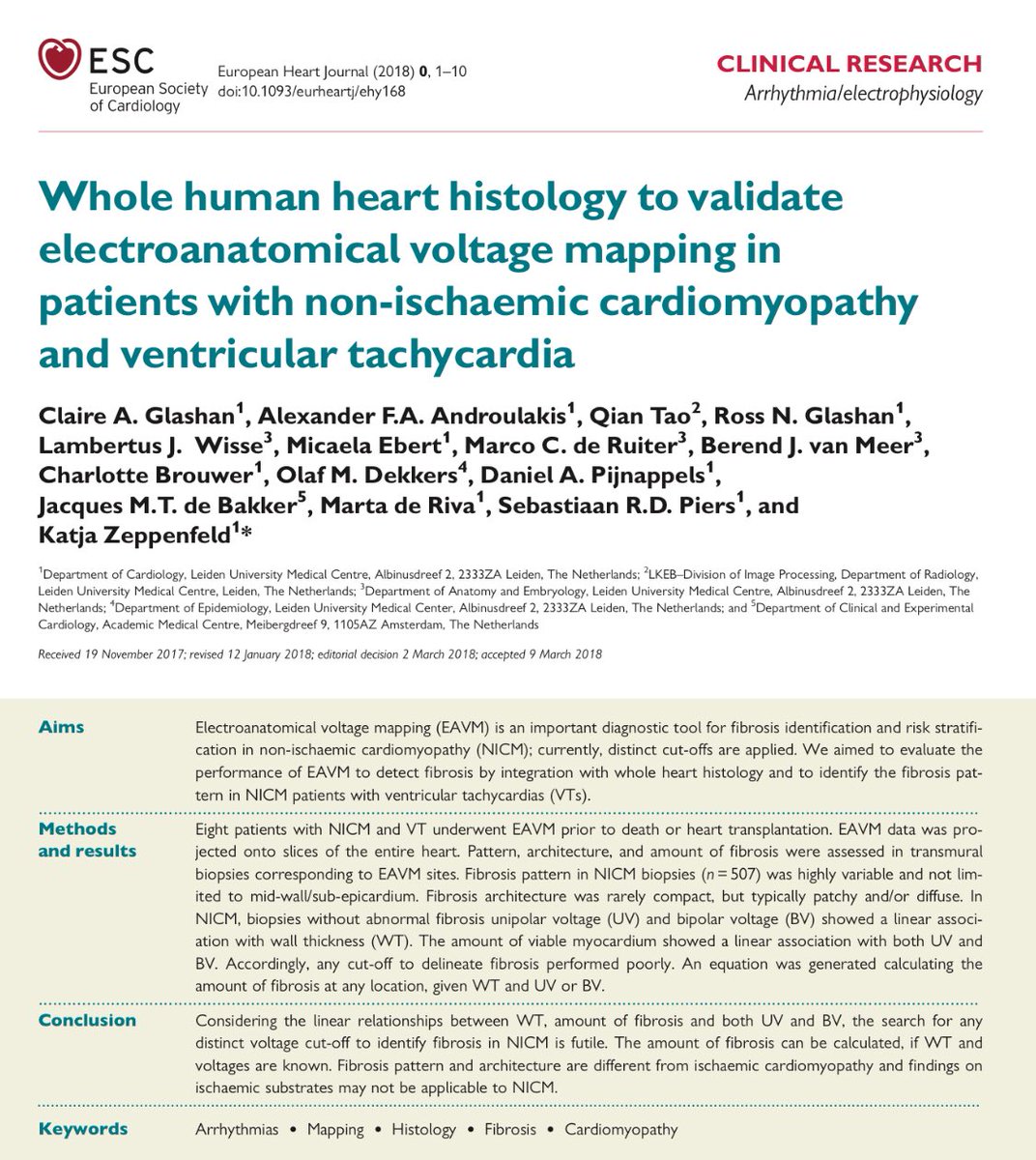 This paper shows what we always suspected: any cut offs values for endocardial voltages for diagnosing  scar correlate poorly with histology, at least in non ischemic CMP. The same is likely true for atrium too?