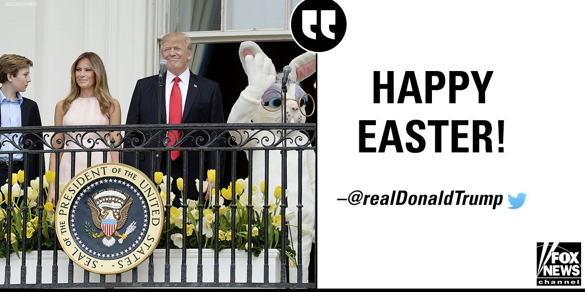 This morning, President <a href="/realDonaldTrump/">Donald J. Trump</a> wished everyone a Happy #Easter.