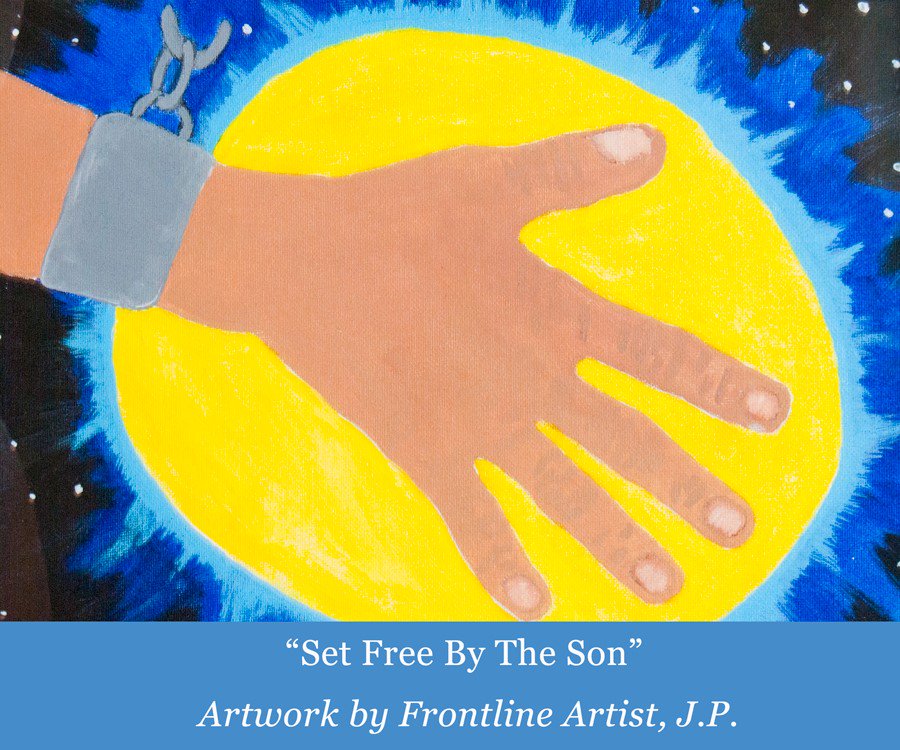 frontlineNWI's tweet photo. "I am being set free..." - by Frontline Artist, J.P.
 Happy Easter! (No Life Recovery meeting tonight in observance of Easter Sunday.) https://t.co/9pRZJA95il