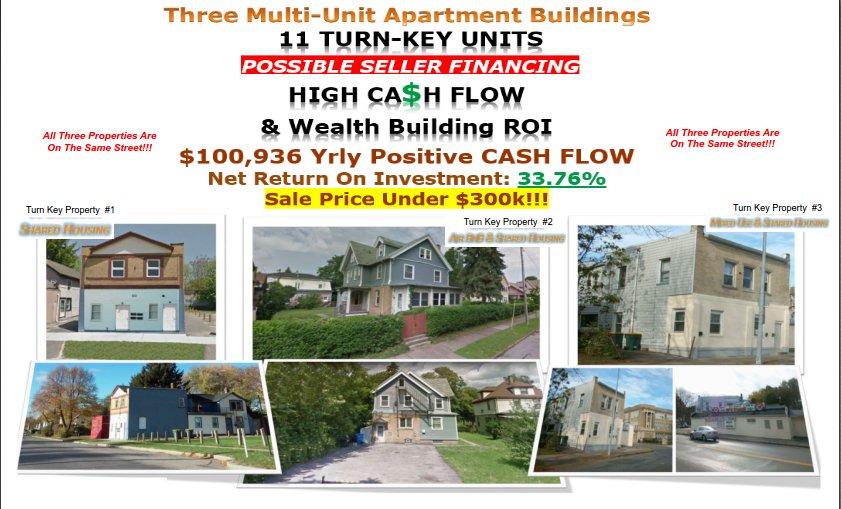 3 Apartment Bldgs- 11 Units – Under $300K – NROI 33.76%
Click Below Link For Details!
usainvestorsrealty.com/all-properties… …
#HappyEasterSunday #USA #Newyorklife #Investors #RealEstate #Realtor #property