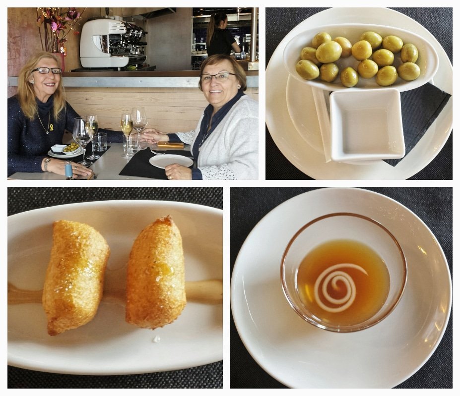 oliueta's tweet photo. Rom Roses Restaurant i taverna. Olives, croquetes de bacallà amb salsa de mel i brou de crustacis amb espagueti d'arròs. #aRoses #AltEmpordà #visitroses #Romrosesrestaurant @pere_planaguma #FaustoRom #AlbertLorenzo #romroses https://t.co/dnrxLePeQa