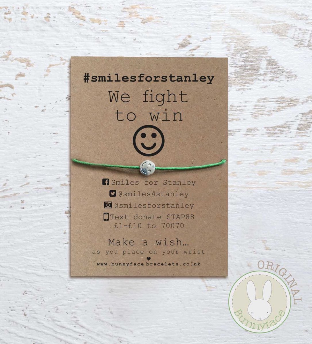 Happy Easter!
Smiles for Stanley bracelets are available for purchase again! At just £5 they are a fantastic way to have a little piece of Stanley’s smile with you everyday 😁 whilst funding valuable research into the monster that is neuroblastoma x

bunnyfacebracelets.co.uk/product/bunnyf…