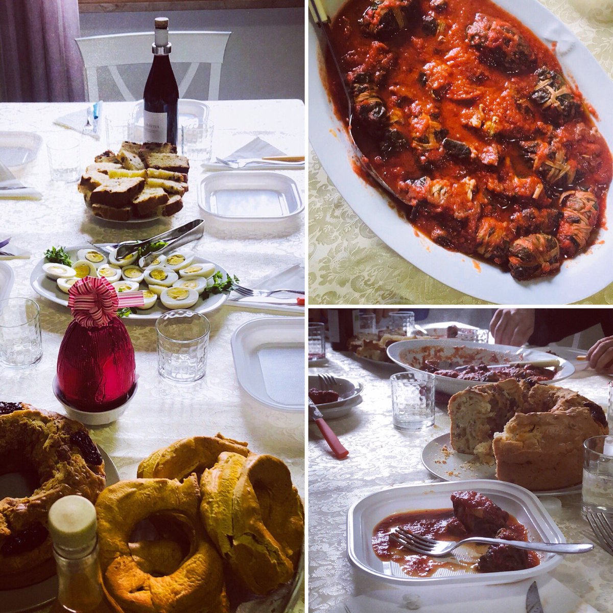 pugnodilievito's tweet photo. Ore 9,15 la tradizionale colazione di Pasqua anche detto #sdjuno con #uovasode #mazzarelle e #pizzadipasqua . Una serena Pasqua a tutti e non mangiate troppo 🐣🐣🐣#perunpugnodilievito https://t.co/Imp1wbNSl9