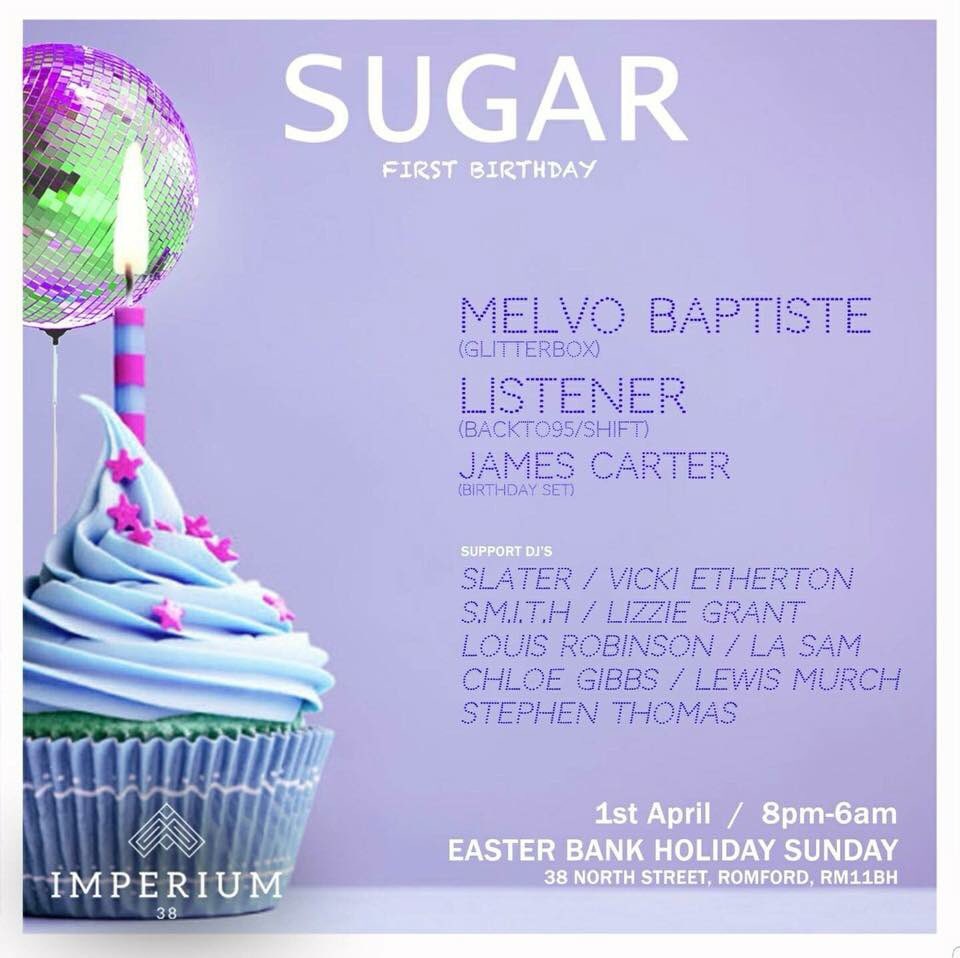 SUGAR are back TONIGHT from 8-4AM with <a href="/MelvoBaptiste/">Melvo Baptiste</a> (<a href="/GLITTERBOX/">Glitterbox</a>) #Imperium38 #Romford #EssexNighlife