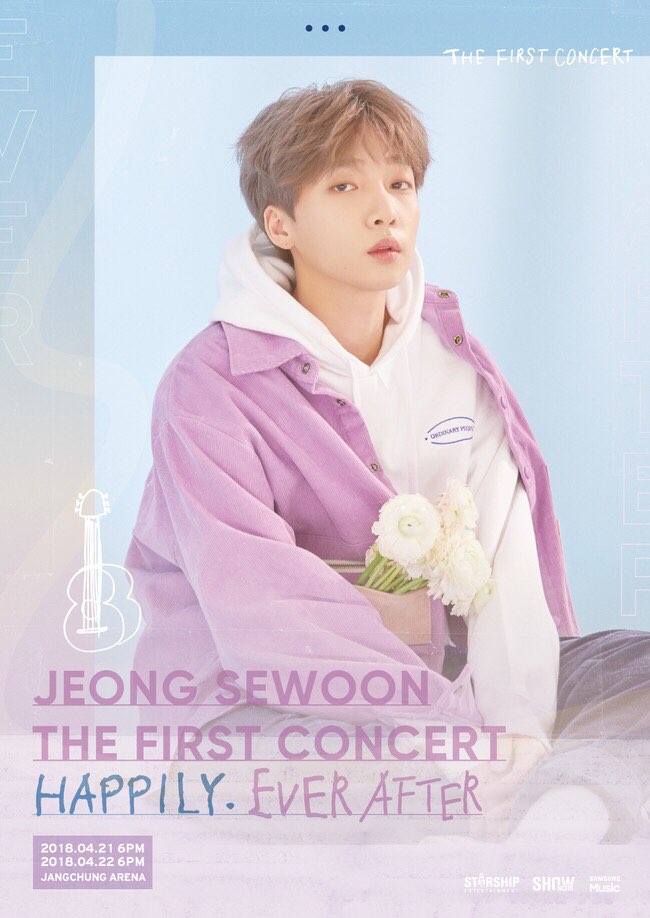 [#정세운] 
#JEONGSEWOON 
THE FIRST CONCERT '#HAPPILY_EVER_AFTER' 
추가 콘서트 🎷

♩일시: 4월 21일(토) / 4월 22일(일)
♩시간: 오후 6시 (양일 동일)
♩장소: 장충 체육관

기대해 주세운👏