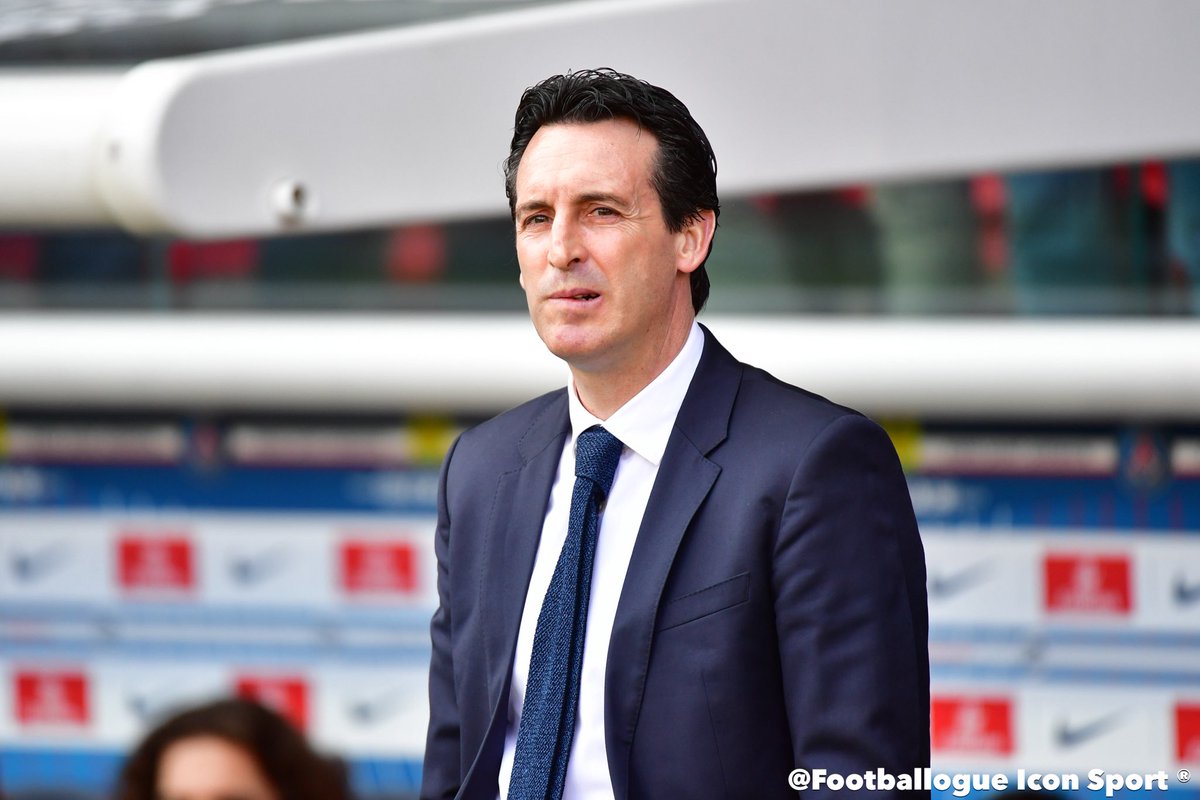 Footballogue's tweet photo. [#Décla💬] Al-Khelaifi : "Tuchel ? Notre entraîneur c'est Emery, et on supporte Unai. Tous les jours, je regarde les noms inscrits derrière Unai. C'est lui notre coach et tout le club est derrière lui" https://t.co/xe9gNp8d0w