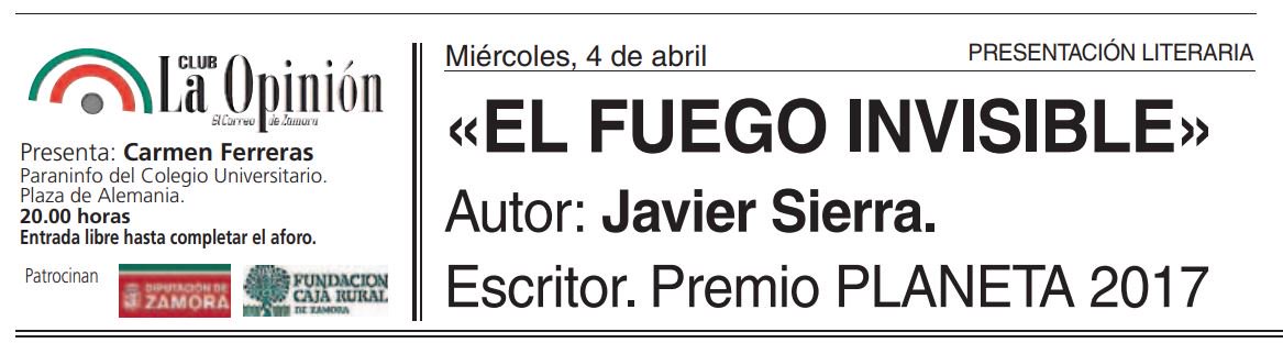 Javier__Sierra's tweet photo. Arranca abril. El mes de los libros y los eventos de lectura por excelencia.
Mi primer encuentro con lectores será este miércoles en #Zamora. No faltes.
https://t.co/TpAUQcCeG6 https://t.co/IFP7ozcAPa