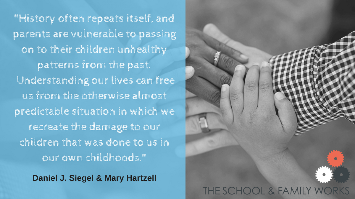 SFWchange's tweet photo. "History often repeats itself, and parents are vulnerable to passing on to their children unhealthy patterns from the past" quote from Dr Dan Siegel & Mary Hartzell #transgenerationaltrauma #childhoodtrauma #traumainformed https://t.co/pnRtfmxIbk