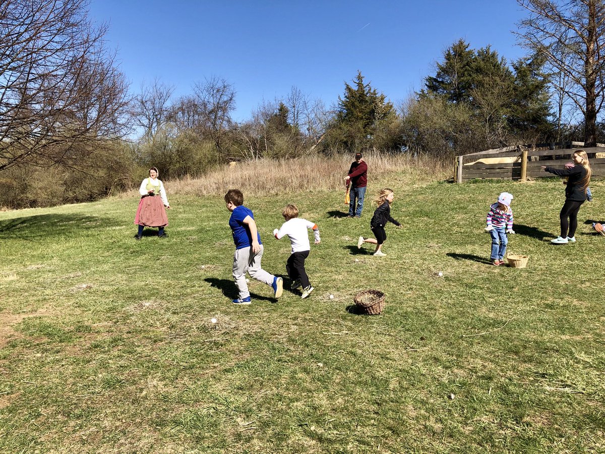 Playing a game of eiersammler is hard work, but lots of fun! #eastertraditions #stauntonva #ShenandoahValley #historicgames