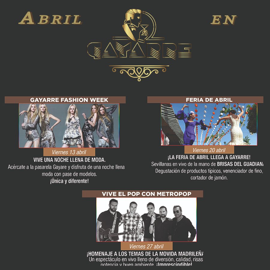 laplayaGO's tweet photo. Ha comenzado abril y con el te esperan fiestas maravillosas. No te pierdas este mes las mejores noches en DISCOTECA GAYARRE  y disfruta de cada minuto de fiesta. ¡Vamos, anímate y vive abril con auténtica pasión! https://t.co/R0bDzKltwm