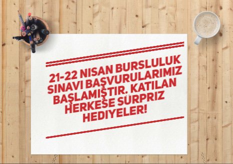 21 - 22 Nisan Bursluluk sınavı başvurularımız başlamıştır. Sınava katılan tüm öğrencilerimize sürpriz hediyeler!