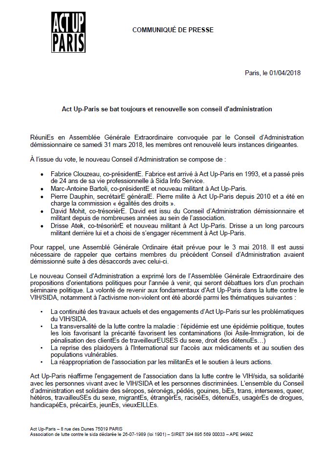 actupparis's tweet photo. 🔺 [COMMUNIQUÉ DE PRESSE] Act Up-Paris se bat toujours et renouvelle son conseil d'administration // https://t.co/Dcg8Eyq4pS https://t.co/jFhbbUJNnn