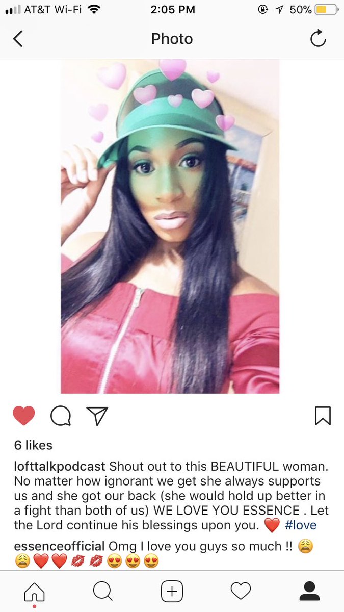 ESSENCEOFFICIA1's tweet photo. SHOUTOUT TO @LOFTTALKPODCAST FOR SHOUTING ME OUT LOVE YOU GUYS SO MUCH ❤️💋💯😍 #ESSENCEOFFICIAL #essence #essassins #EasterSunday https://t.co/N6Rn6gsWos
