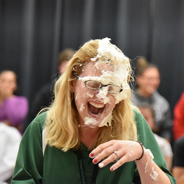 bcsdschools's tweet photo. #happiness is getting a #pie to the #face for a #goodcause. This photo was taken during a #fundraiser to benefit Timberland HS teacher Ty Darby. Mr Darby is fighting bone cancer.
.
.
.
#timberlandwolves #school #teachers #teacher #teachersofinstagram #teacherlife #southcarol… https://t.co/VGVe2LDW94