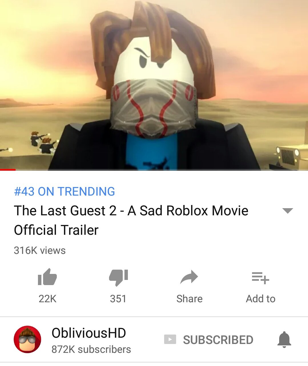 Lord Cowcow On Twitter The Last Guest 2 Trailer Is Trending First Roblox I Ve Ever Seen On The Trending Page Congrats Obiivioushd - the last guest roblox movie trailer