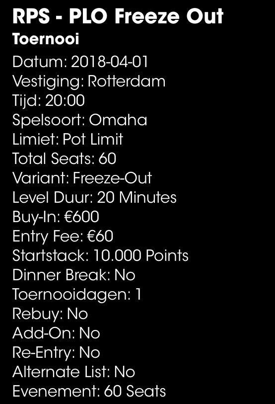 PokerSeriesNL's tweet photo. Op deze Eerste Paasdag spelen we in @hollandcasino Rotterdam dag 2 van het €770 Main Event 🥚.

Daarnaast is er een €550 Deepstack gestart en is er om 20:00 uur een €660 PLO Freezeout 🐣.

Volg alle updates van de #RotterdamPS via @PokerCityNL 🐥. https://t.co/p0DGxiOsmT