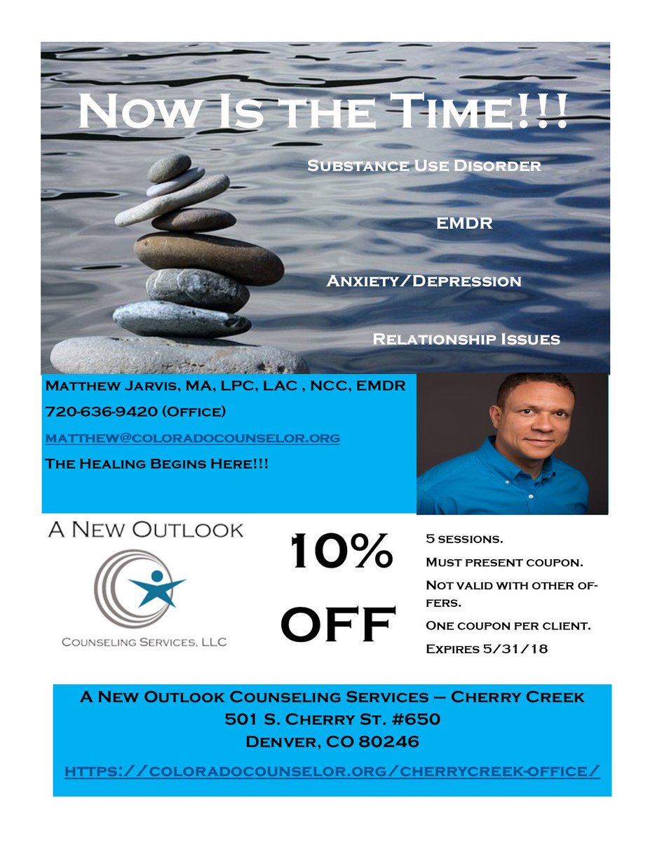 Please welcome our newest member of A New Outlook...Matthew Jarvis

coloradocounselor.org/cherrycreek-of…