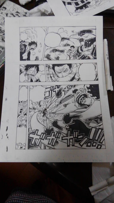 #ONEPIECE #模写何気ない一コマのルフィがなんかうまく出来た(気がする)でも一番のお気に入りは三枚目の名も無きモブ 