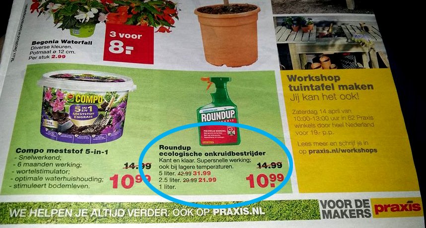 DeBomenridders's tweet image. Blijkt GEEN 1 april grap: @praxis biedt 'ecologisch' middel RoundUp aan in nieuwe folder. Puur gif! RT alsjeblieft want dit kan niet.
