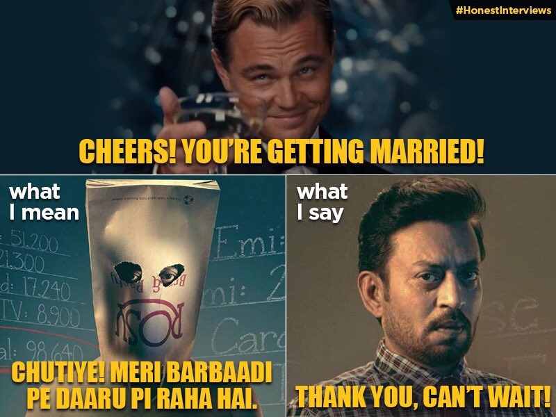 BlackmailFilm's tweet photo. Getting married is NOT an achievement. Don't you agree? #HonestInterviews
@irrfank @IamKirtiKulhari @divyadutta25 #ArunodaySingh @OmiOneKenobe @raogajraj @AbhinayDeo #BhushanKumar @sathe_anuja @TSeries #RDPMotionPictures https://t.co/pihrOw27Xr