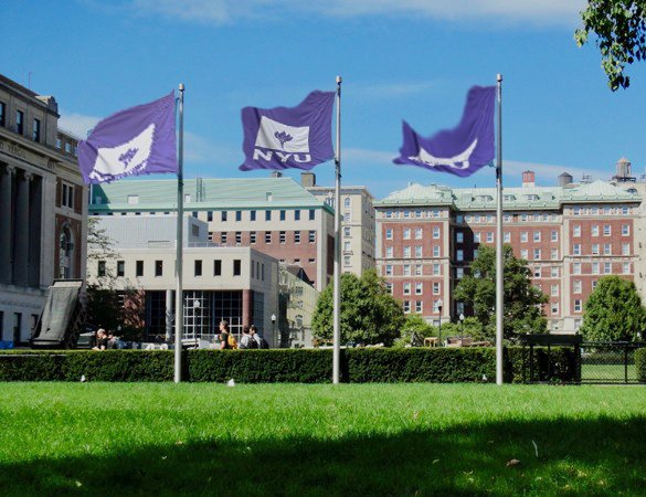 Columbia's tweet image. Yesterday, the integrity of the Morningside campus lawn flags was compromised. Read about the pranksters: ow.ly/ihdS30jf1z4