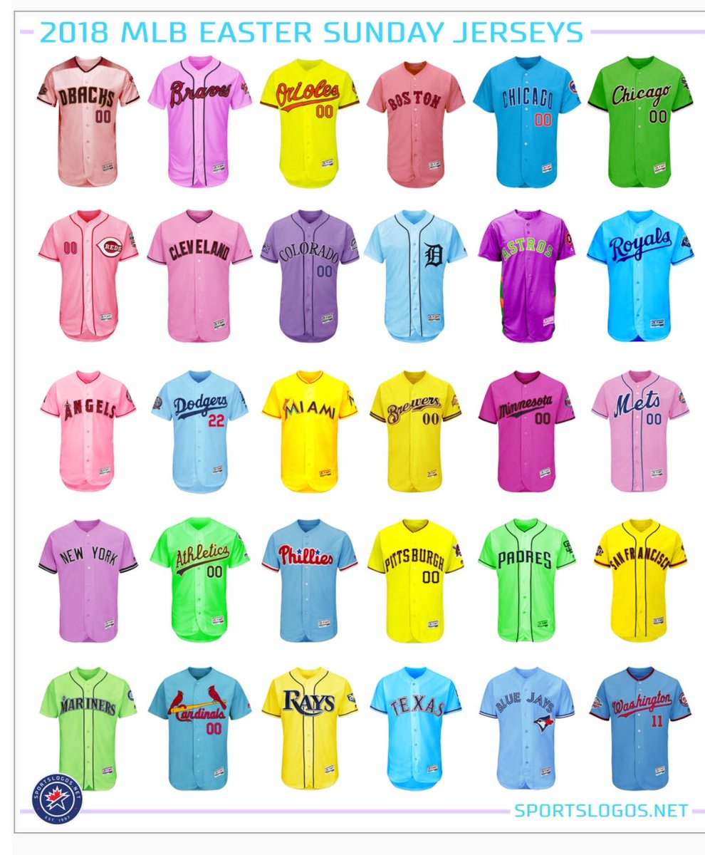 Darren Rovell on X: Nice job by @sportslogosnet on Easter pastel MLB  jerseys, dying at logo.  / X