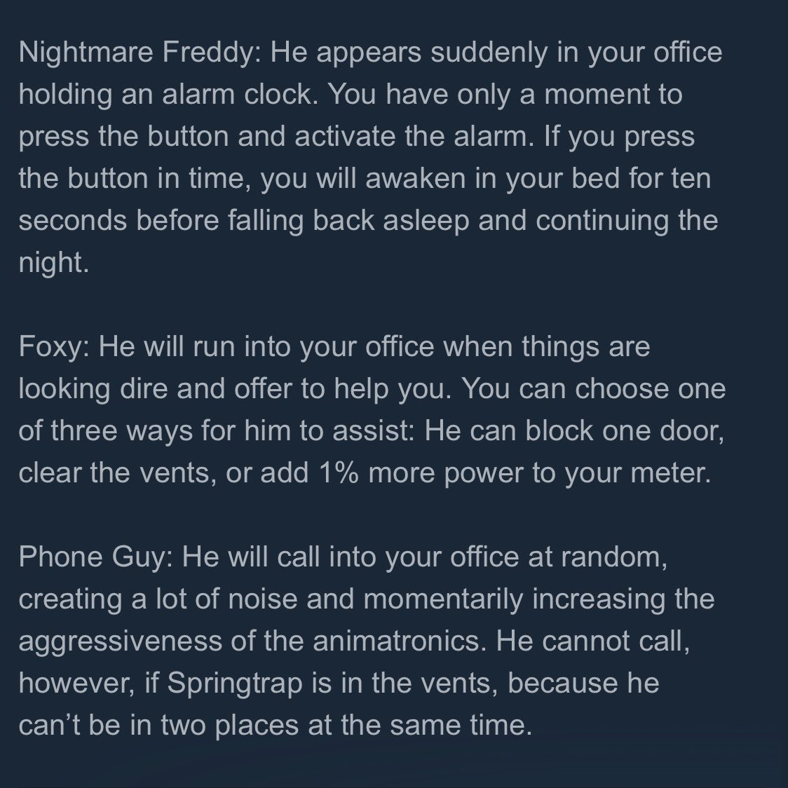 FuhNaff's tweet image. 62 PERCENT!!!!!

Nightmare Freddy, Foxy, and PHONE GUY have been added!!!!!