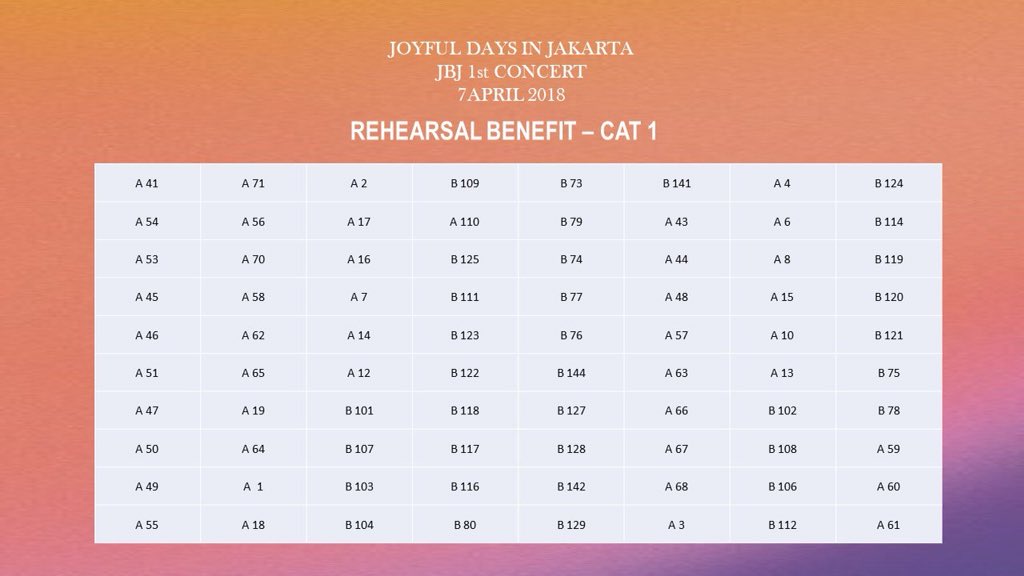 +++ REHEARSAL BENEFIT! I’ll tell my seat number on DM! #JBJinJKT #JBJinJakarta